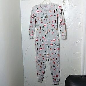 Old Navy Christmas Print Waffle Knit One Piece Pajamas‎ Women's Size XS